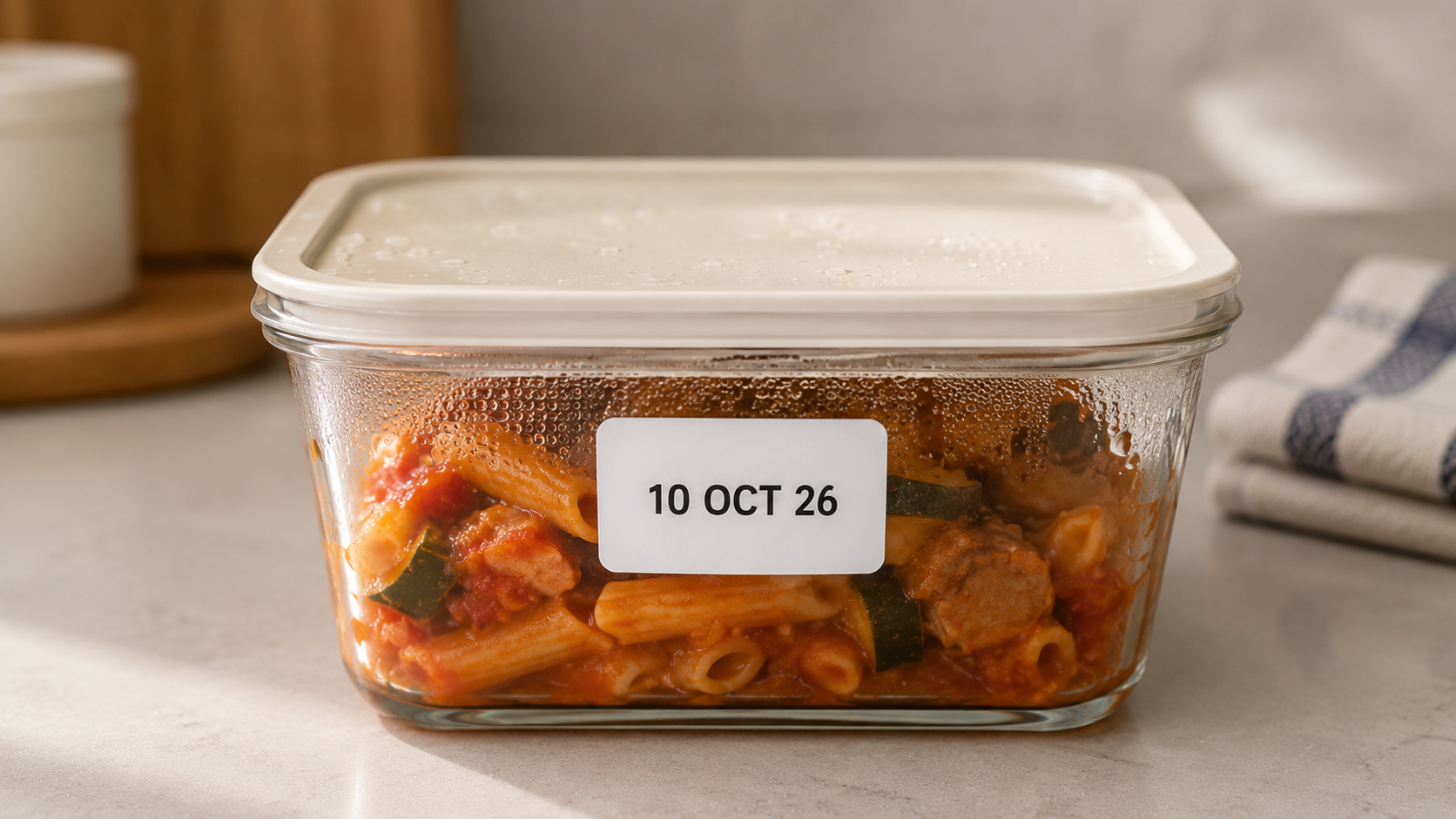 Étiquette sur boîte repas