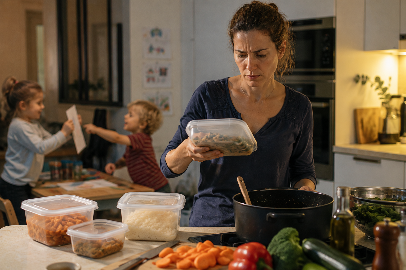 Personne hésitant devant un plat non daté