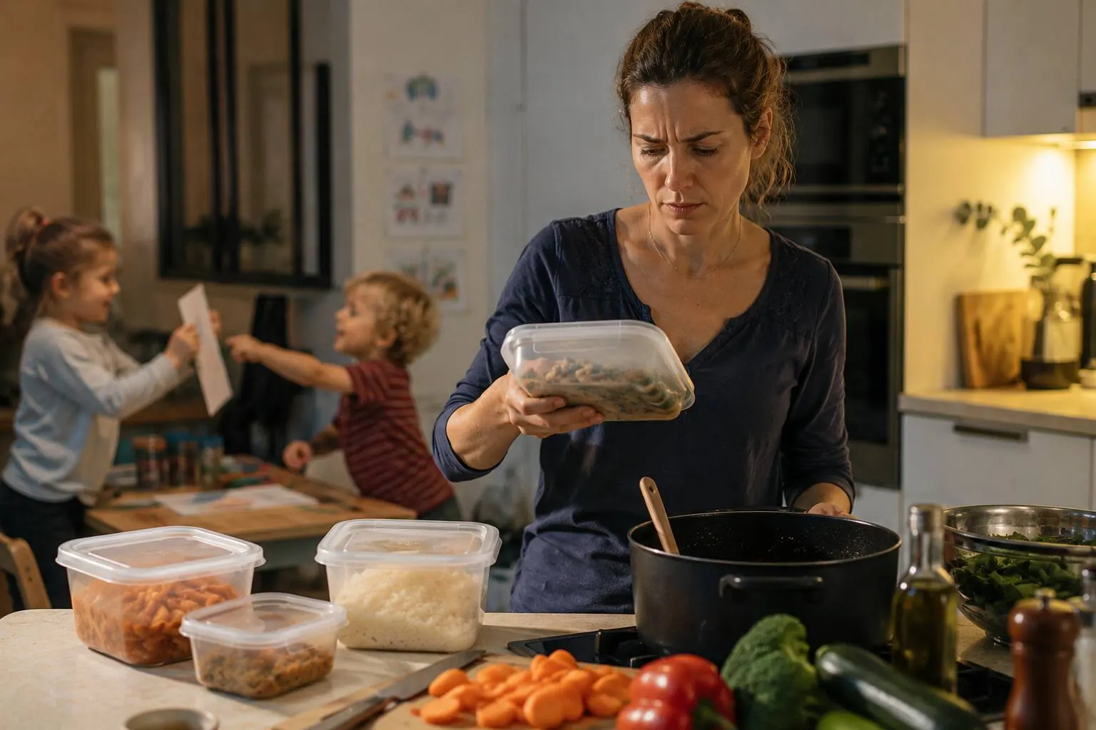 Personne hésitant devant un plat non daté